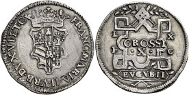 Gubbio. Francesco Maria II della Rovere, 1574-1624 

Da 10 grossi, AR 12,63 g. FRANC MARIA II VRB DVX VI ETC Stemma coronato. Rv. GROSSI / X entro c...