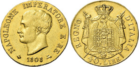 Milano. Napoleone I re d’Italia, 1805-1814 

Da 40 lire 1808, AV 12,87 g. Bordo in rilievo. Senza segno di zecca. Pagani 11b. MIR 479/3. Friedberg –...