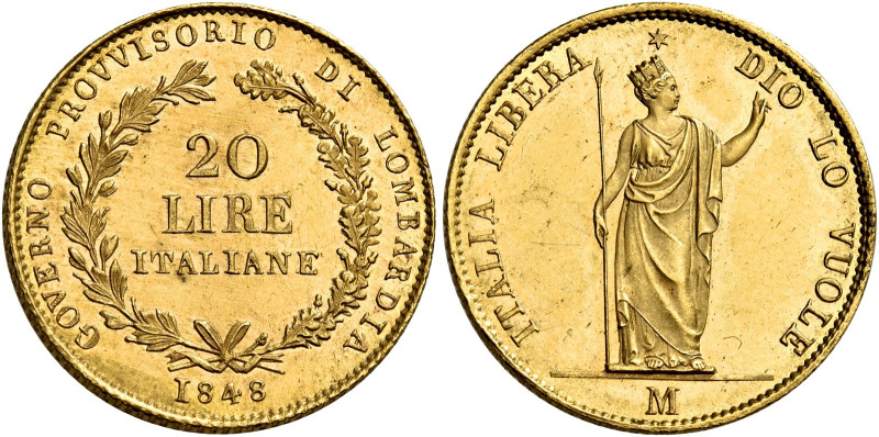 Milano. Governo provvisorio di Lombardia, 1848 

Da 20 lire 1848, AV 6,45 g. P...