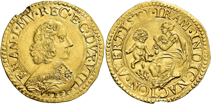 Modena. Francesco I d’Este, 1628-1658 

Da 4 scudi o quadrupla, AV 12,95 g. FR...
