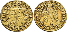 Napoli. Carlo I d’Angiò, 1266-1285 

Mezzo saluto 1278-1285, AV 2,18 g. KAROL’ DEI GRA IERL’M SICILIE REX Stemma bipartito di Gerusalemme e Angiò, c...