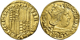 Napoli. Ferdinando I d’Aragona, 1458-1494

Ducato dal 1488, AV 3,45 g. FERRANDVS D G R SI Stemma coronato quadripartito, inquartato di Napoli al 1° ...