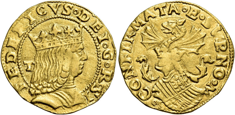 Napoli. Federico III d’Aragona, 1496-1501 

Ducato, AV 3,45 g. FEDERICVS DEI G...