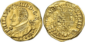 Napoli. Filippo IV di Spagna, 1621-1665 

Scudo 1647, AV 3,34 g. PHILIPPVS IIII D G REX Busto corazzato a s., con colletto alla spagnola e Collare d...
