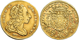Napoli. Carlo di Borbone, 1734-1759 

Da 2 ducati 1754, AV 2,91 g. CAR D G – UTR SIC REX Busto drappeggiato a d.; sotto, DeG. Rv. HISPAN – INFANS 17...