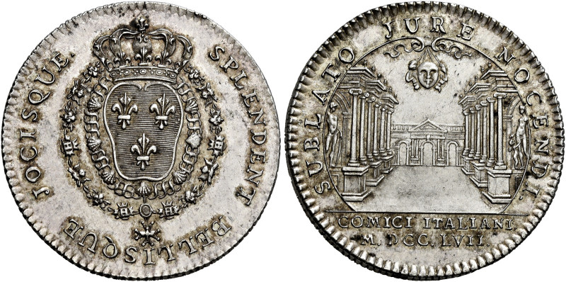 Napoli. Carlo di Borbone, 1734-1759 

Medaglia o tessera teatrale 1757, AR 10,...