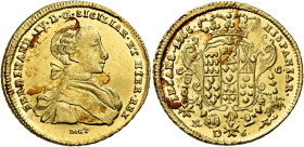 Napoli. Ferdinando IV di Borbone, 1759-1816. I periodo: 1759-1799 

Da 6 ducati 1765, AV 8,79 g. FERDINAND•IV•D•G•SICILIAR•ET HIER•REX Busto a d.; s...