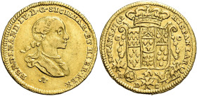 Napoli. Ferdinando IV di Borbone, 1759-1816. I periodo: 1759-1799 

Da 2 ducati 1762, AV 2,90 g. FERDINAND IV D G SICILIAR ET HIER REX Busto a d.; s...
