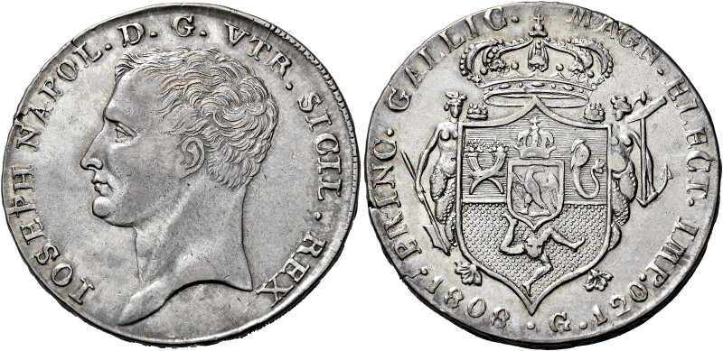 Napoli. Giuseppe Napoleone, 1806-1808 

Piastra 1808, AR 27,39 g. Pagani 43. P...