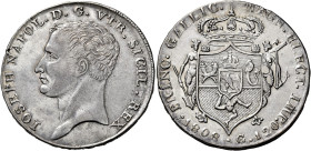 Napoli. Giuseppe Napoleone, 1806-1808 

Piastra 1808, AR 27,39 g. Pagani 43. Pannuti-Riccio 3. MIR 433/3. Davenport 165. Buon BB