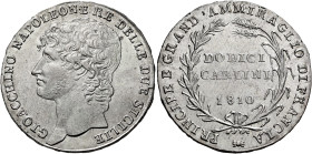 Napoli. Gioacchino Murat, 1808-1815 

Da 12 carlini 1810, AR 27,53 g. Pagani 46a. Pannuti Riccio 2. MIR 434/1. Davenport 166. q.Spl