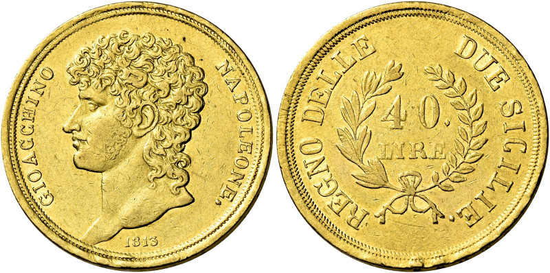 Napoli. Monetazione decimale, 1811-1815 

Da 40 lire 1813, AV 12,84 g. Rami me...