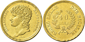 Napoli. Monetazione decimale, 1811-1815 

Da 40 lire 1813, AV 12,84 g. Rami medi e caratteri piccoli. Pagani 55. Pannuti-Riccio 8. MIR 439. Friedber...
