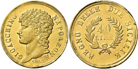 Napoli. Monetazione decimale, 1811-1815 

Da 40 lire 1813, AV 12,87 g. Rami corti, NAPOLEONE spaziato. Pagani 55e. Pannuti-Riccio 8. MIR 439. Friedb...