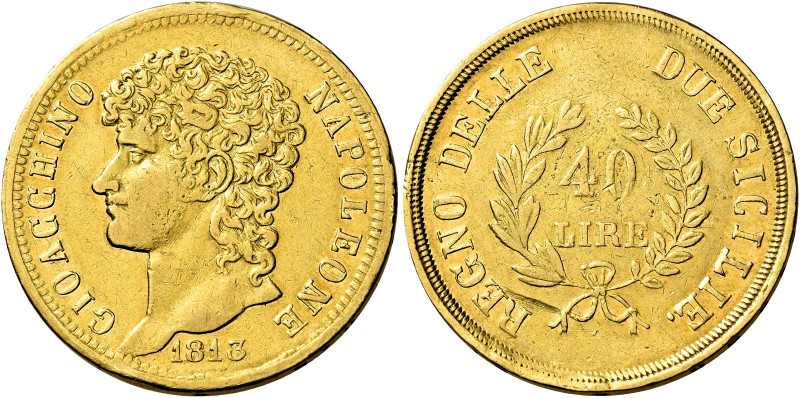 Napoli. Monetazione decimale, 1811-1815 

Da 40 lire 1813, AV 12,78 g. Rami me...