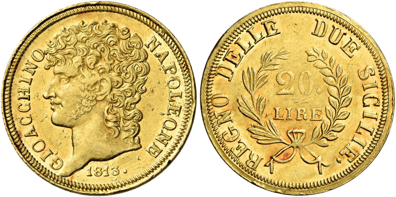 Napoli. Monetazione decimale, 1811-1815 

Da 20 lire 1813, AV 6,43 g. Rami med...