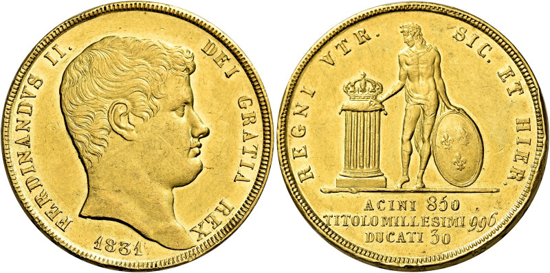 Napoli. Ferdinando II di Borbone, 1830-1859 

Da 30 ducati 1831, AV 37,83 g. P...