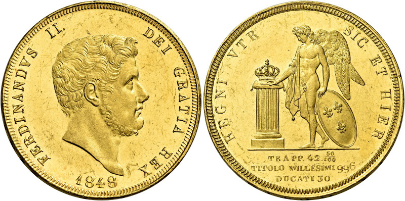 Napoli. Ferdinando II di Borbone, 1830-1859 

Da 30 ducati 1848, AV 37,85 g. P...