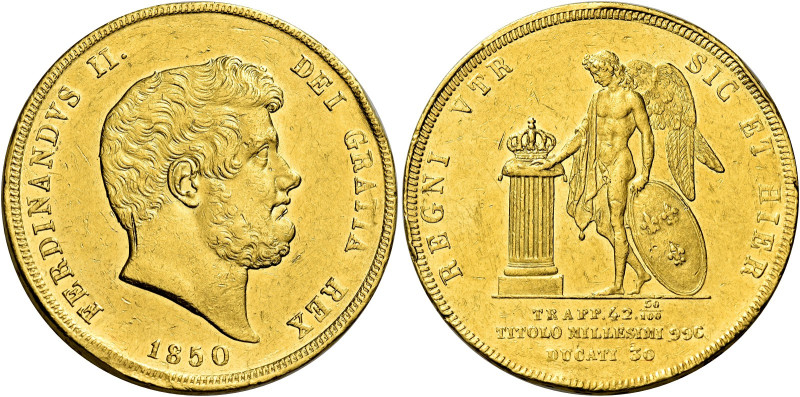 Napoli. Ferdinando II di Borbone, 1830-1859 

Da 30 ducati 1850, AV 37,83 g. P...