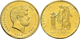 Napoli. Ferdinando II di Borbone, 1830-1859 

Da 30 ducati 1850, AV 37,83 g. Pagani 141. Pannuti-Riccio 11. MIR 487. Friedberg 866. Rara. Colpi al b...