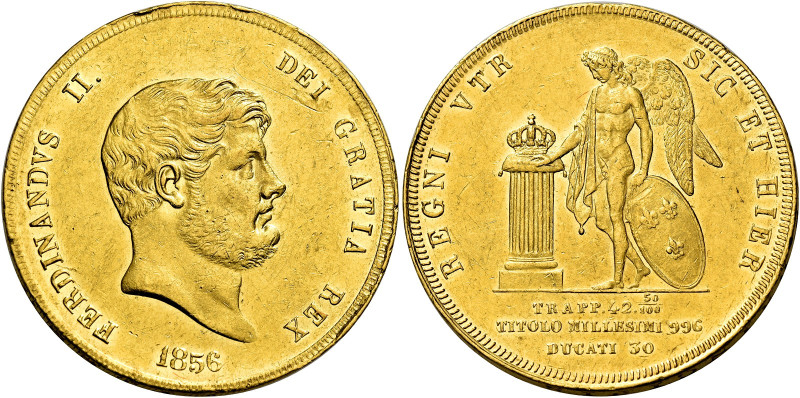 Napoli. Ferdinando II di Borbone, 1830-1859 

Da 30 ducati 1856, AV 37,83 g. P...