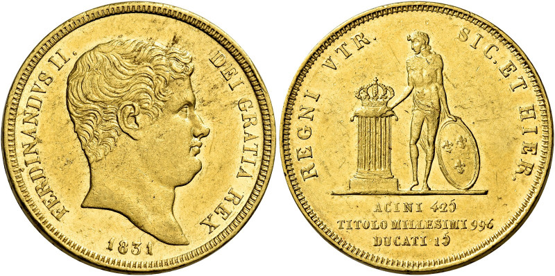 Napoli. Ferdinando II di Borbone, 1830-1859 

Da 15 ducati 1831, AV 18,91 g. P...