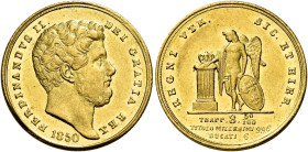 Napoli. Ferdinando II di Borbone, 1830-1859 

Da 6 ducati 1850, AV 7,55 g. Pagani 167. MIR 494/5. Pannuti-Riccio 34. Friedberg 868. Rara. q.Spl