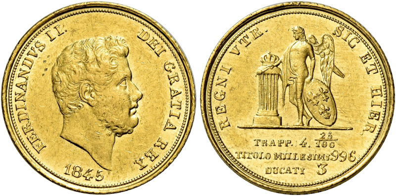Napoli. Ferdinando II di Borbone, 1830-1859 

Da 3 ducati 1845, AV 3,78 g. Pag...