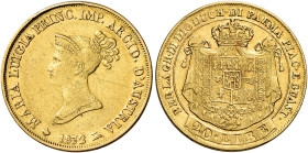 Parma. Maria Luigia d’Austria, 1815-1847 

Da 20 lire 1832 Milano, AV 6,38 g. Pagani 4. MIR 1092/2. Friedberg 934. Molto rara. q.BB