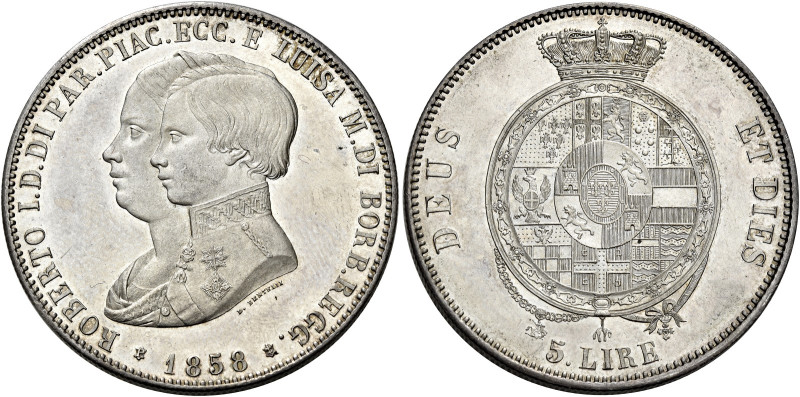 Parma. Roberto I Borbone reggenza della madre Luisa Maria, 1854-1859 

Da 5 Li...