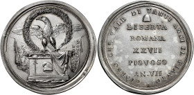 Roma. Repubblica Romana, 1798-1799 

Progetto di monetazione dello scudo o medaglia, AR 26,52 g. Ara rettangolare con berretto frigio fra due pugnal...