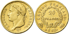 Roma. Annessione di Roma all’Impero francese. Napoleone I imperatore, 1809-1814 

Da 20 franchi 1812, AV 6,38 g. Pagani 92. MIR 3044/1. Friedberg 51...
