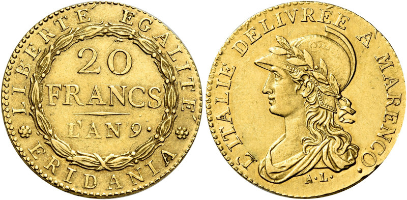 Torino. Repubblica Subalpina, 1800-1801 

Da 20 franchi anno 9 (1800), AV 6,42...