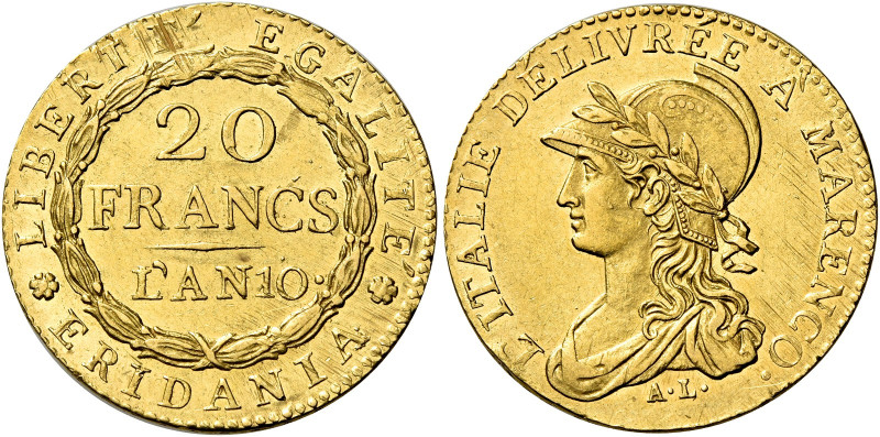 Torino. Repubblica Subalpina, 1800-1801 

Da 20 franchi anno 10 (1801), AV 6,4...