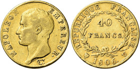 Torino. Napoleone I imperatore, 1804-1814 

Da 40 franchi 1806, AV 12,82 g. Pagani 12. Friedberg 483. Le Franc 538/4. BB
