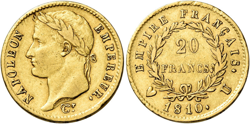 Torino. Napoleone I imperatore, 1804-1814 

Da 20 franchi 1810, AV 6,41 g. Pag...