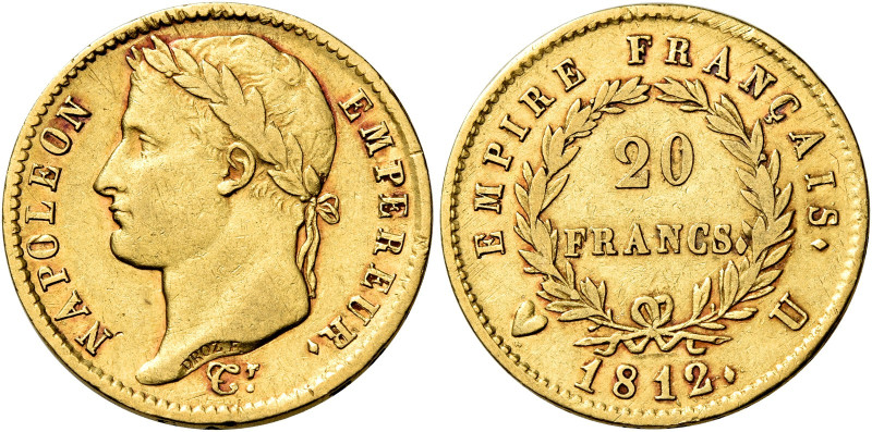 Torino. Napoleone I imperatore, 1804-1814 

Da 20 franchi 1812, AV 6,39 g. Pag...