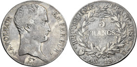 Torino. Napoleone I imperatore, 1804-1814 

Da 5 franchi anno 13, AR 24,70 g. Pagani 25. Davenport 83. Le Franc 303/15. Molto rara. q.BB