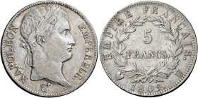 Torino. Napoleone I imperatore, 1804-1814 

Da 5 franchi 1809, AR 24,85 g. Pagani 30. Davenport 85. Le Franc 307/12. Molto rara. Colpetto sul bordo ...