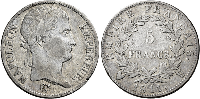 Torino. Napoleone I imperatore, 1804-1814 

Da 5 franchi 1811, AR 24,80 g. Pag...