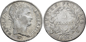 Torino. Napoleone I imperatore, 1804-1814 

Da 5 franchi 1811, AR 24,80 g. Pagani 32. Davenport 85. Le Franc 307/39. Rara. q.BB