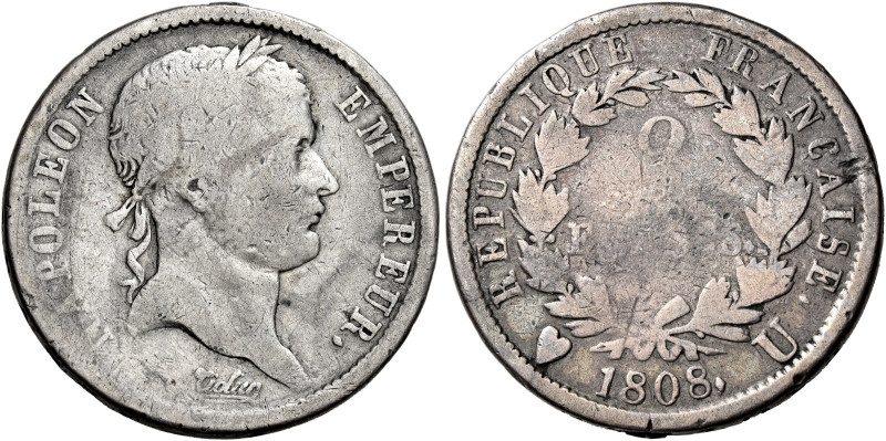 Torino. Napoleone I imperatore, 1804-1814 

Da 2 franchi 1808, AR 9,53 g. Paga...