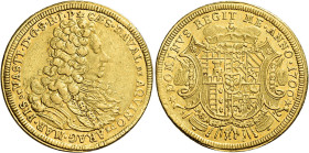 Vasto. Cesare d’Avalos d’Aquino principe del S.R.I. e marchese di Pescara e del Vasto, 1704-1729 

Mezzo tallero da 5 zecchini 1706, AV 17,30 g. Emi...