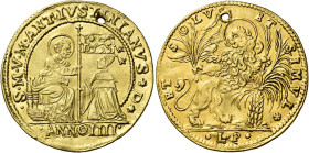 Venezia. Marc’Antonio Giustinian, 1684-1688 

Osella da 4 zecchini anno IV (1687), AV 13,64 g. S M V M ANT IVSTINIANVS D S. Marco seduto in trono a ...