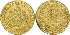 Venezia. Pietro Grimani, 1741-1752 

Osella da 4 zecchini anno VII/1747, AV 13,80 g. SANCTVS MARCVS VENETVS Leone in soldo; all’esergo Z A P (Zan An...
