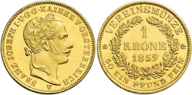 Venezia. Francesco Giuseppe I d’Asburgo-Lorena re del Lombardo Veneto, 1849-1866 

Corona 1859, AV 11,09 g. FRANZ JOSEPH I V G G KAISER V OESTERREIC...