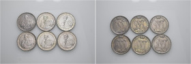 San Marino. Lotto di sei monete. Repubblica, I monetazione: 1864-1938 

Da 20 lire 1931, 1932, 1933 (2), 1936, 1937. Pagani 342, 343, 344, 344, 346,...