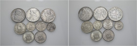 Stato Pontificio e Città del Vaticano. Lotto di nove monete. Pio VIII, 1829-1830. Bologna. Scudo anno I/1830. MIR 3084/2. Gregorio XVI, 1831-1846. Bol...