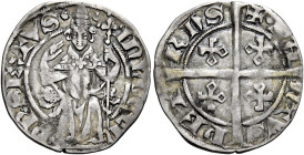 Innocenzo VI (Étienne Aubert), 18 dicembre 1352 – 12 settembre 1362. Avignone 

Mezzo grosso, AR 1,55 g. +INNOCEN – PP SEXTVS Il pontefice mitrato, ...