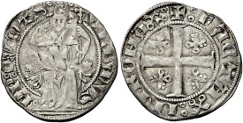 Urbano V (Guillaume de Grimoard), 28 ottobre 1362 – 19 dicembre 1370. 

Mezzo grosso, AR 1,37 g. VRBANVS – PP QVNTVS Il pontefice, seduto in trono o...